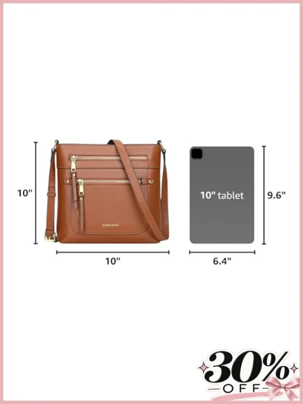 Genuine Leather Crossbody Bag Multi Pocket Purse Travel